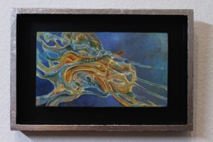 "Antenae", oil on wood, mounted in a hand decorated frame, 30 x 20 cm.