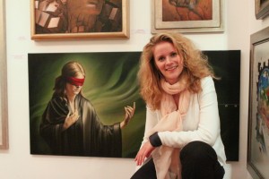 Kathrina Sofie with her artwork
