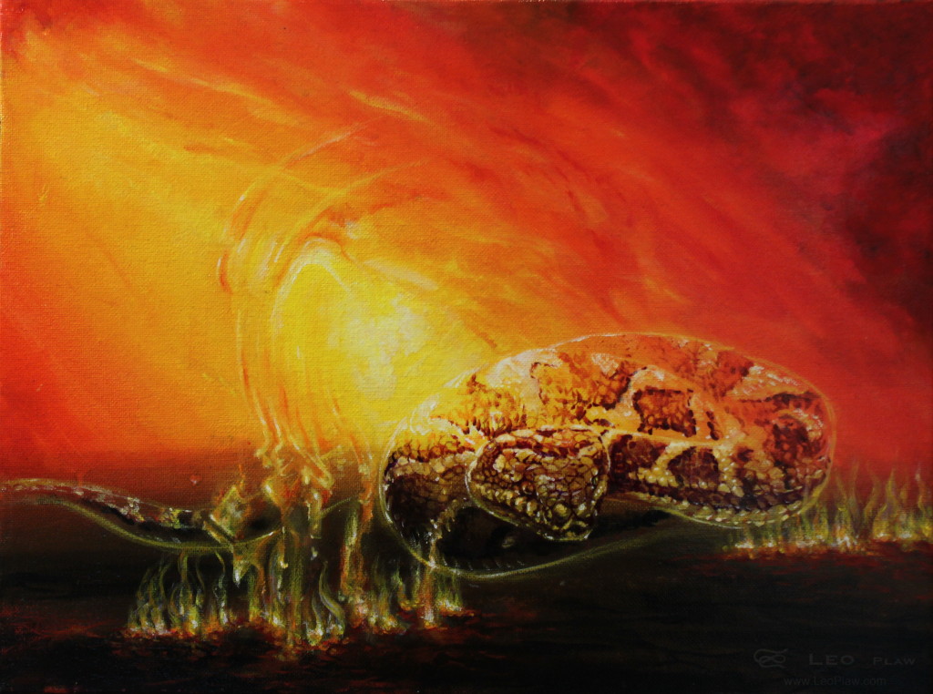 "Feuerschlange", Leo Plaw, 40 x 30 cm, acrylic on canvas