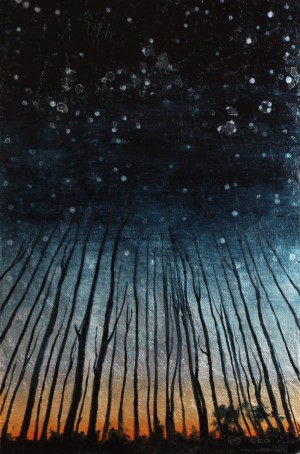 "Trees II", 20 x 30 cm, oil on metal and wood