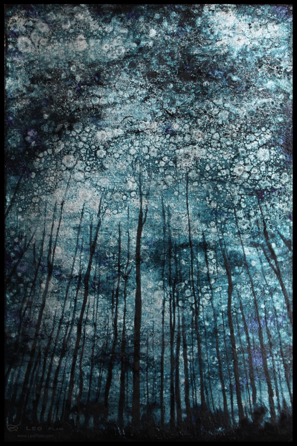 "Trees I", 20 x 30 cm, oils on leaf metal and canvas