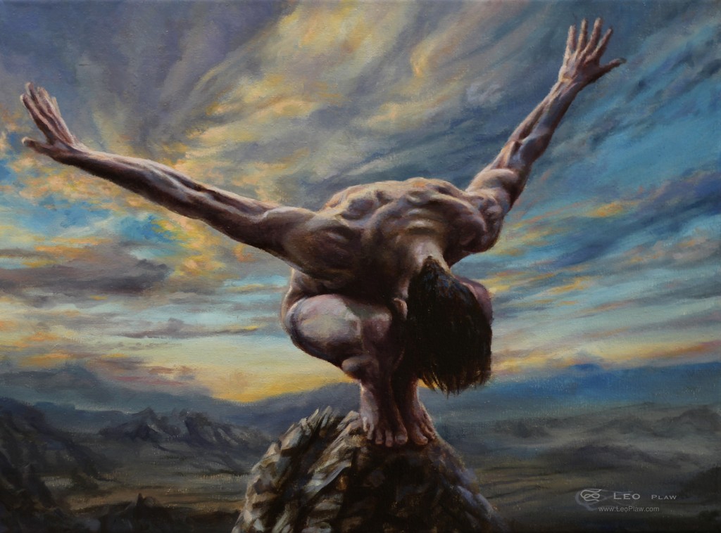 "Icarus in Training", Leo Plaw, 40x30cm, oil on canvas