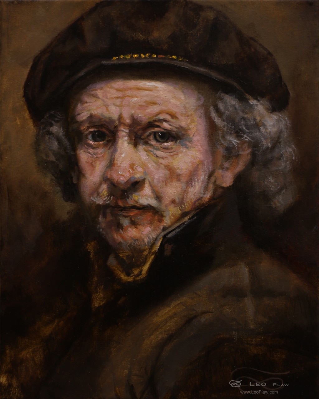 Rembrandt (portrait study), Leo Plaw, 24 x 30cm, oil on canvas