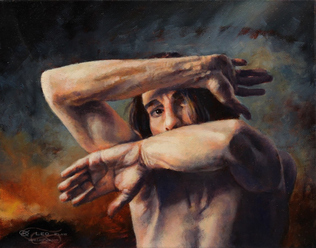 "Out of My Face", Leo Plaw, 30 x 24cm, oil on canvas