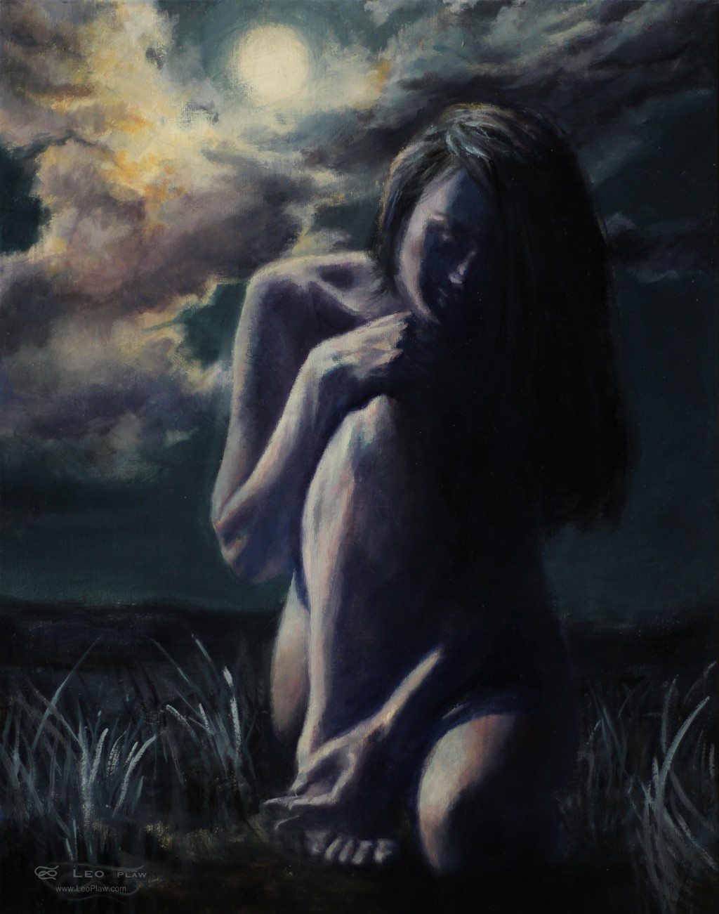 "Moonbathing II", Leo Plaw, 24 x 30cm, oil on canvas