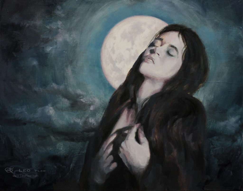"Moonbathing III", Leo Plaw, 30 x 24cm, oil on canvas