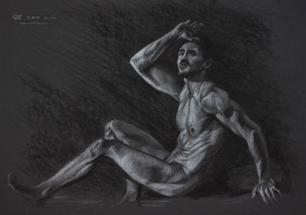 Figure 15, Leo Plaw, 34 x24cm, pastel pencil and charcoal on coloured paper 300gsm