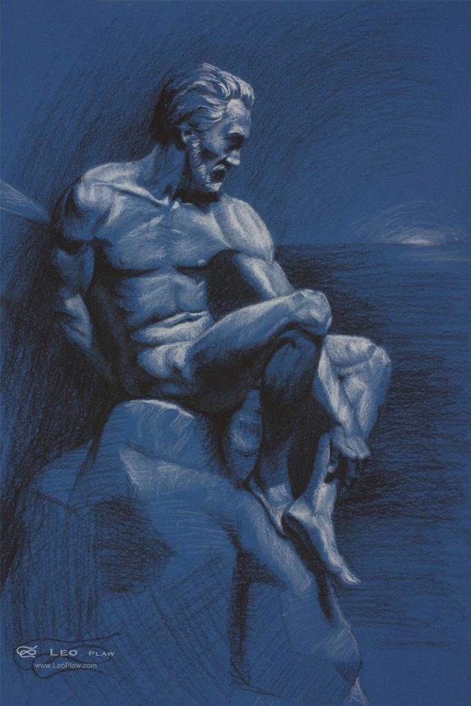 "Drawing Figure 18", Leo Plaw, 24 x 34cm, pastel pencil on paper
