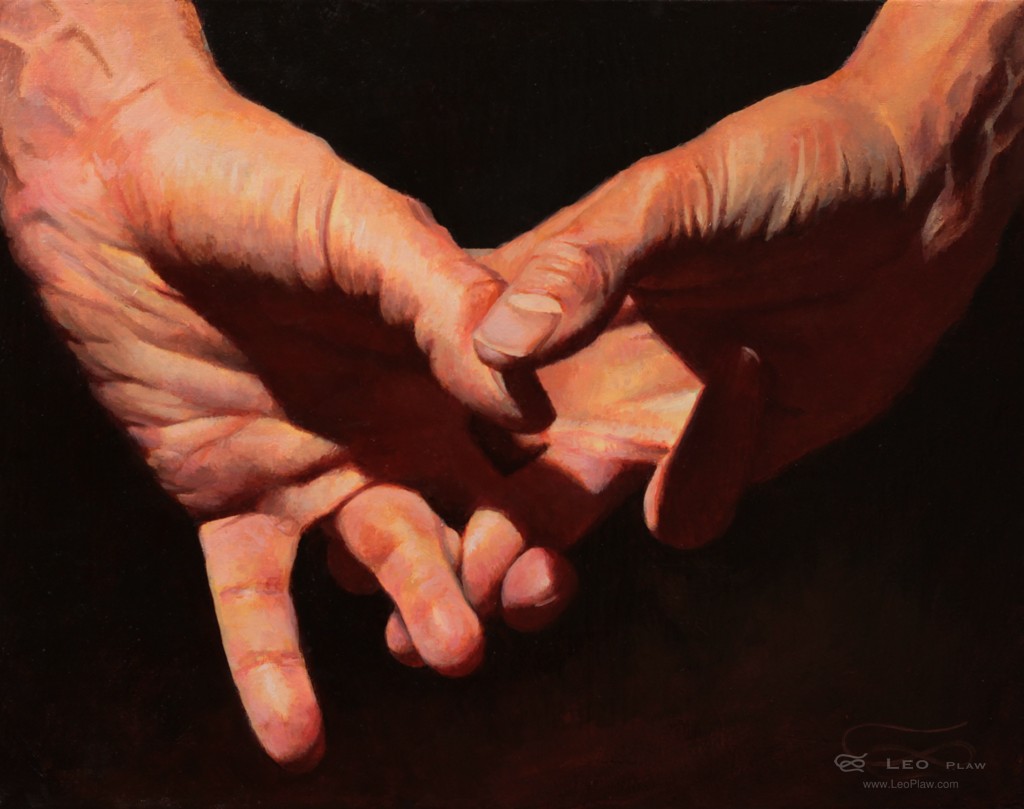 "Hands 07", Leo Plaw, 30 x 24cm, oil on canvas