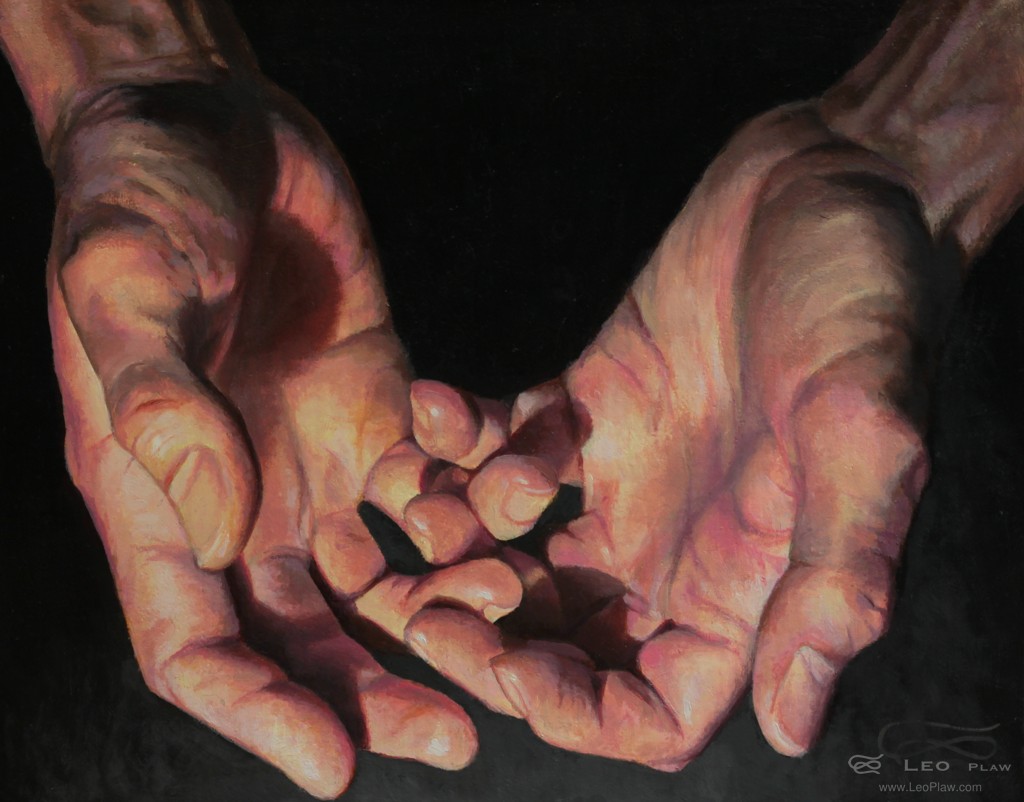 "Hands 05", Leo Plaw, 30 x 24cm, oil on canvas