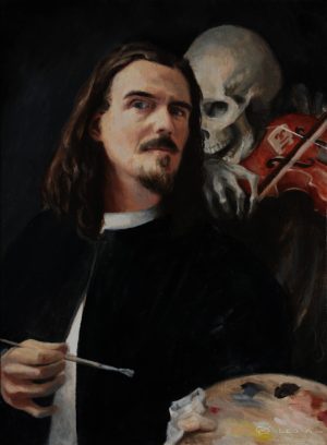 "Not Now Death, I'm Painting", Leo Plaw, 30 x 40cm, oil on canvas