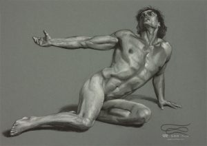 "Figure 26", Leo Plaw, 34 x 24cm, pastel pencil on paper