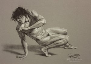 "Figure 27", Leo Plaw, 34 x 24cm, pastel pencil on paper