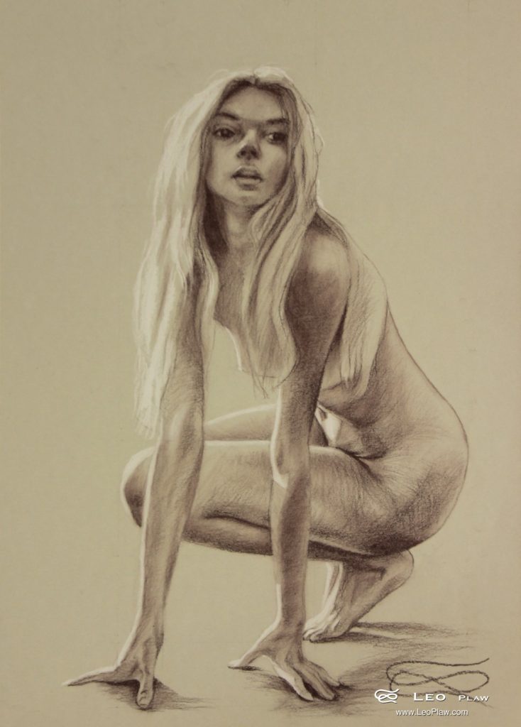 "Figure 28", Leo Plaw, 24 x 33cm, pastel pencil on paper