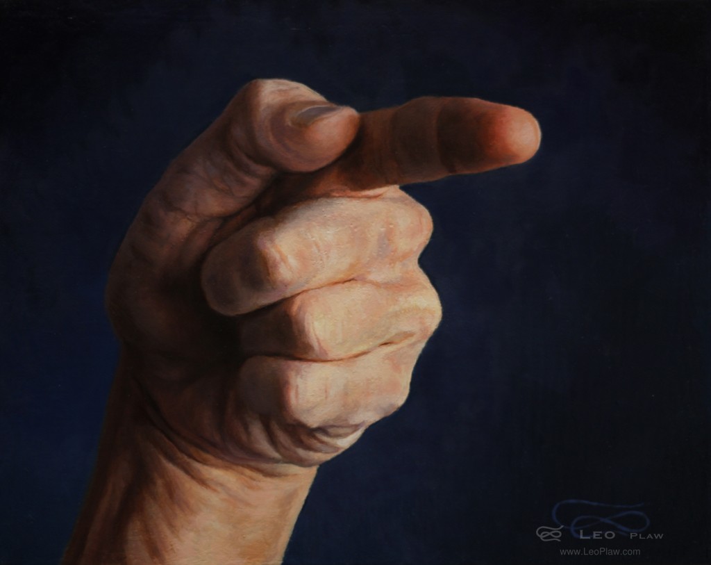 "Hands 13", Leo Plaw, 30 x 24cm, oil on canvas