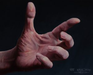 "Hands 28", Leo Plaw, 30 x 24cm, oil on canvas