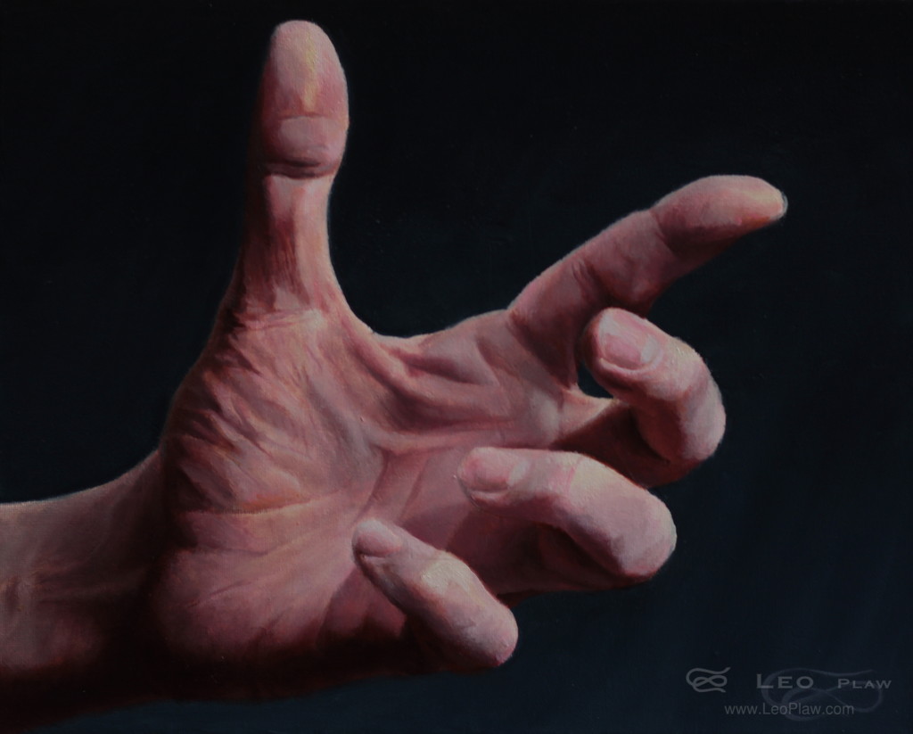"Hands 28", Leo Plaw, 30 x 24cm, oil on canvas