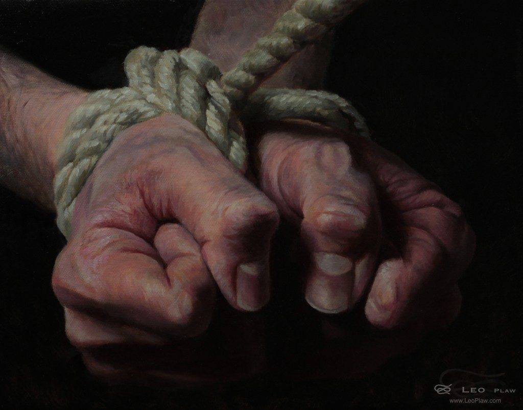"Hands 37", Leo Plaw, 30 x 24cm oil on canvas