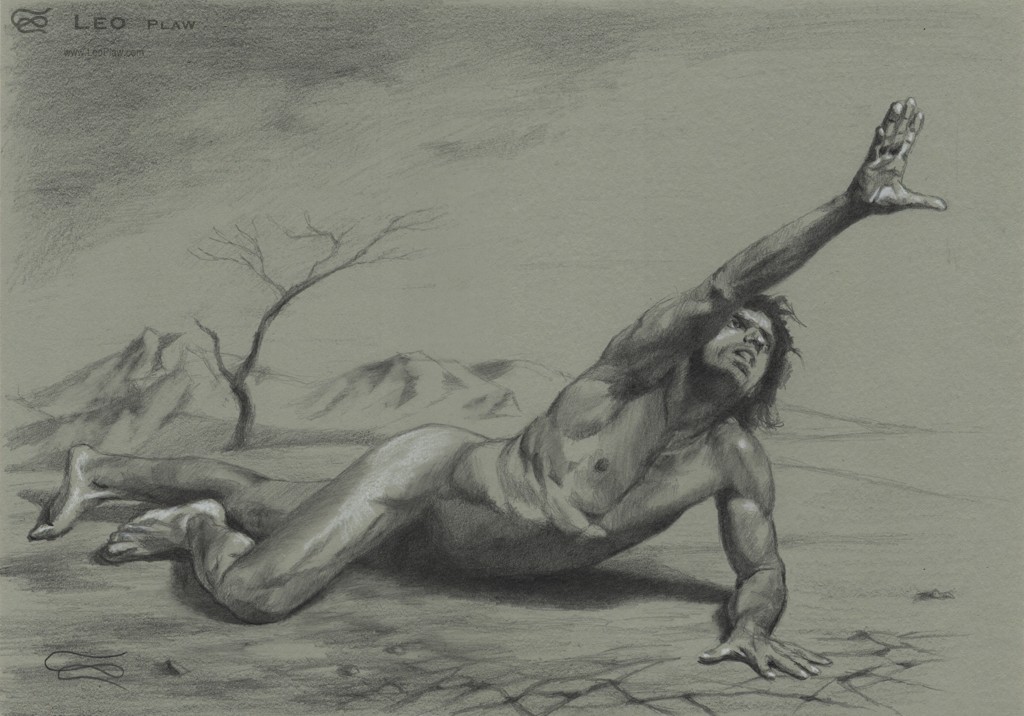 "Figure 35", Leo Plaw, 34 x 24cm, graphite pencil on paper