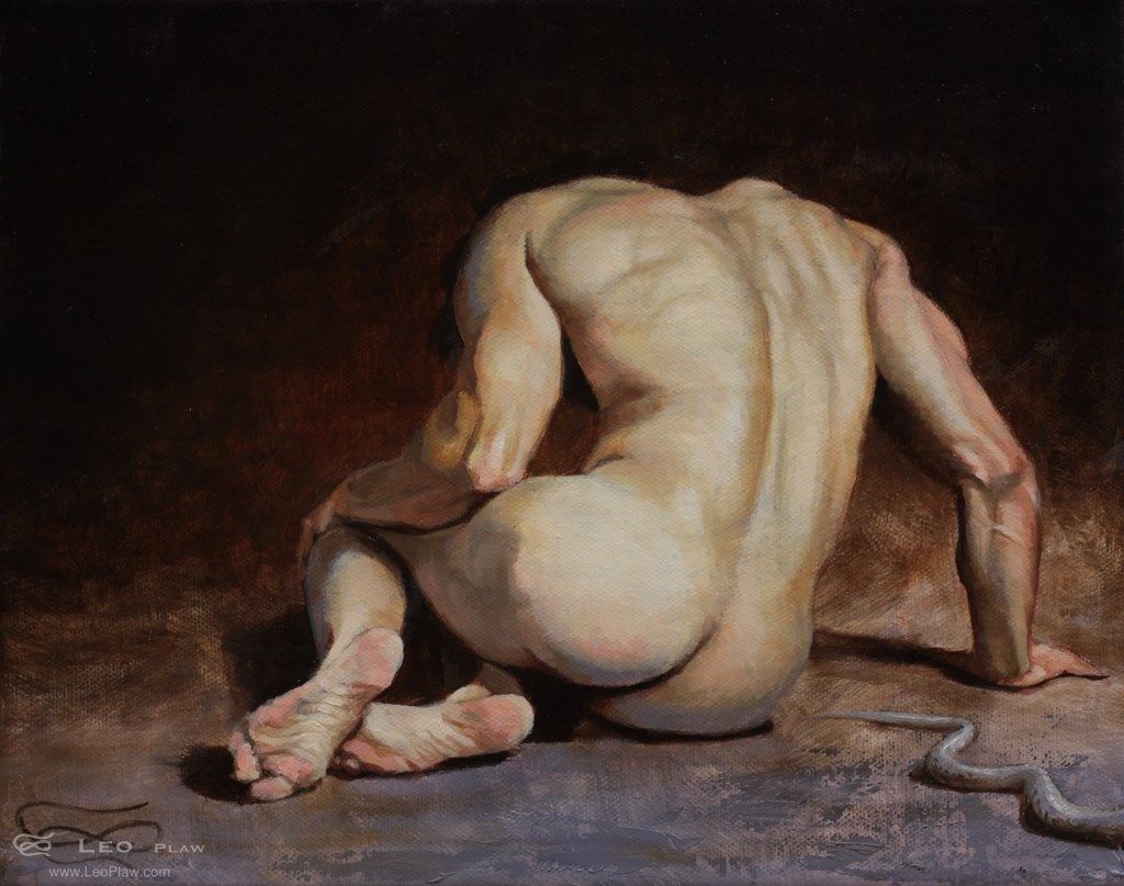 "Unforeseen Danger", Leo Plaw, 30 x 24cm, oil on canvas
