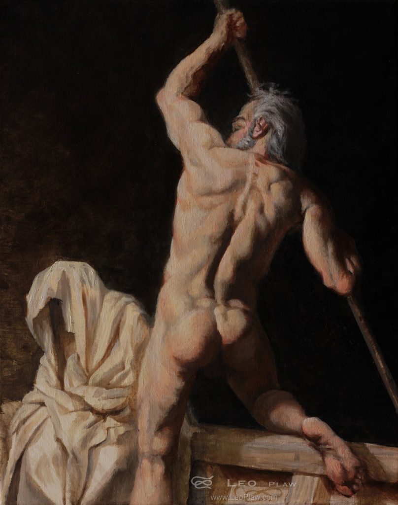 "Charon - the Ferryman", Leo Plaw, 24 x 30cm, oil on canvas